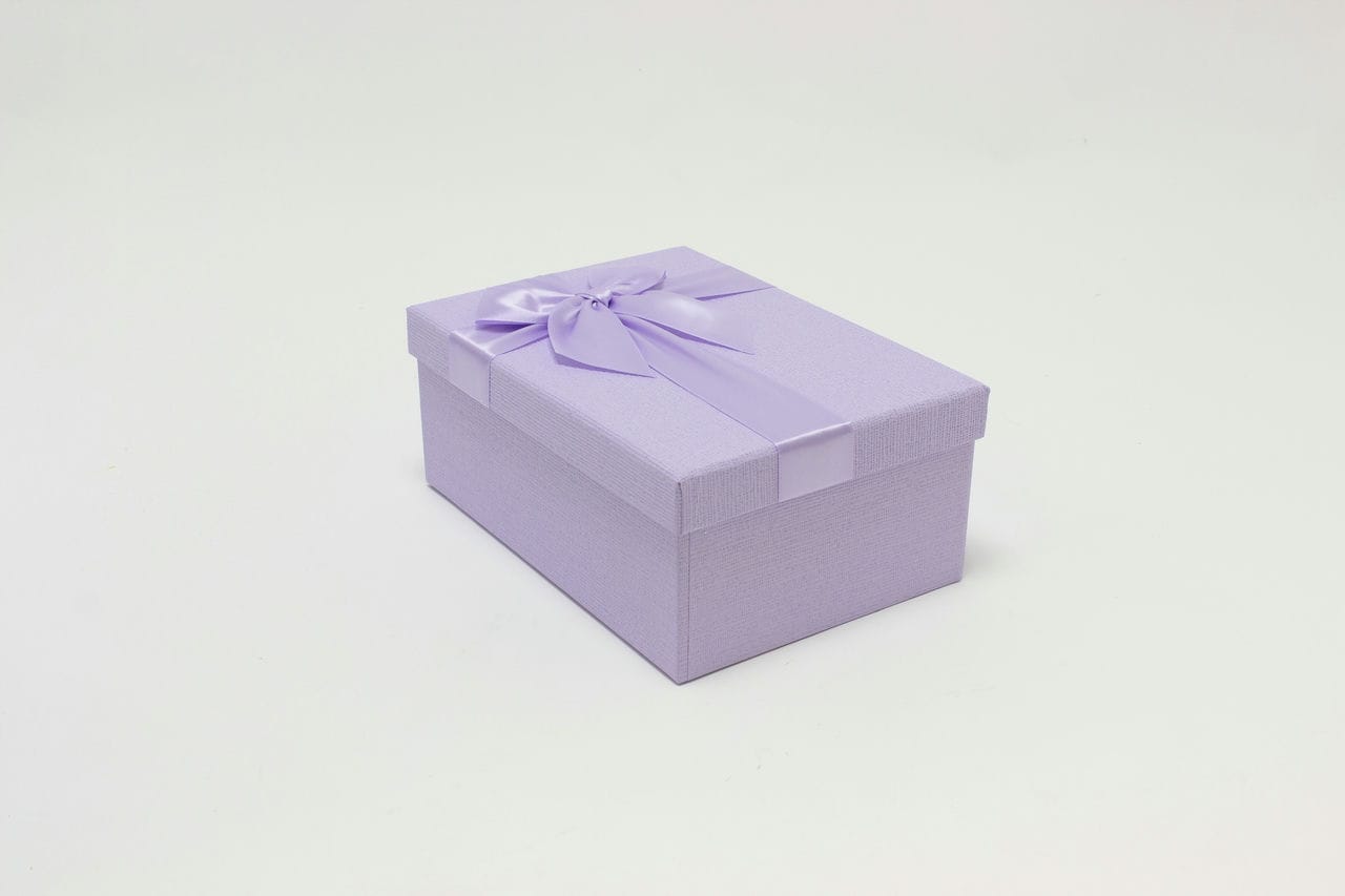 Коробка прямоугольная "Бант" Сиреневый 22,5*15,8*9,5 см (Арт) 721604/0031-7