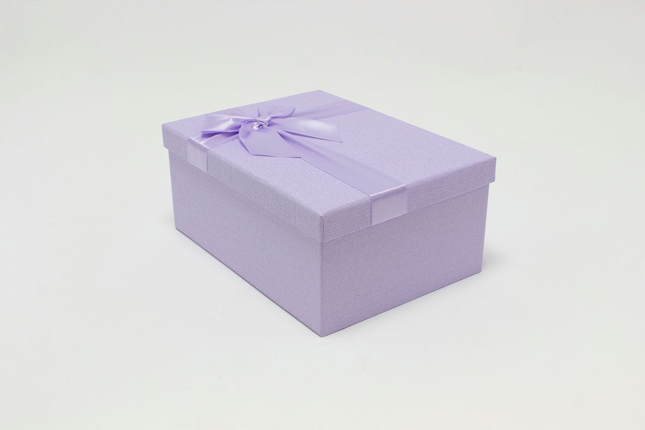 Коробка прямоугольная "Бант" Сиреневый 26,3*19,3*11,3 см (Арт) 721604/0031-5