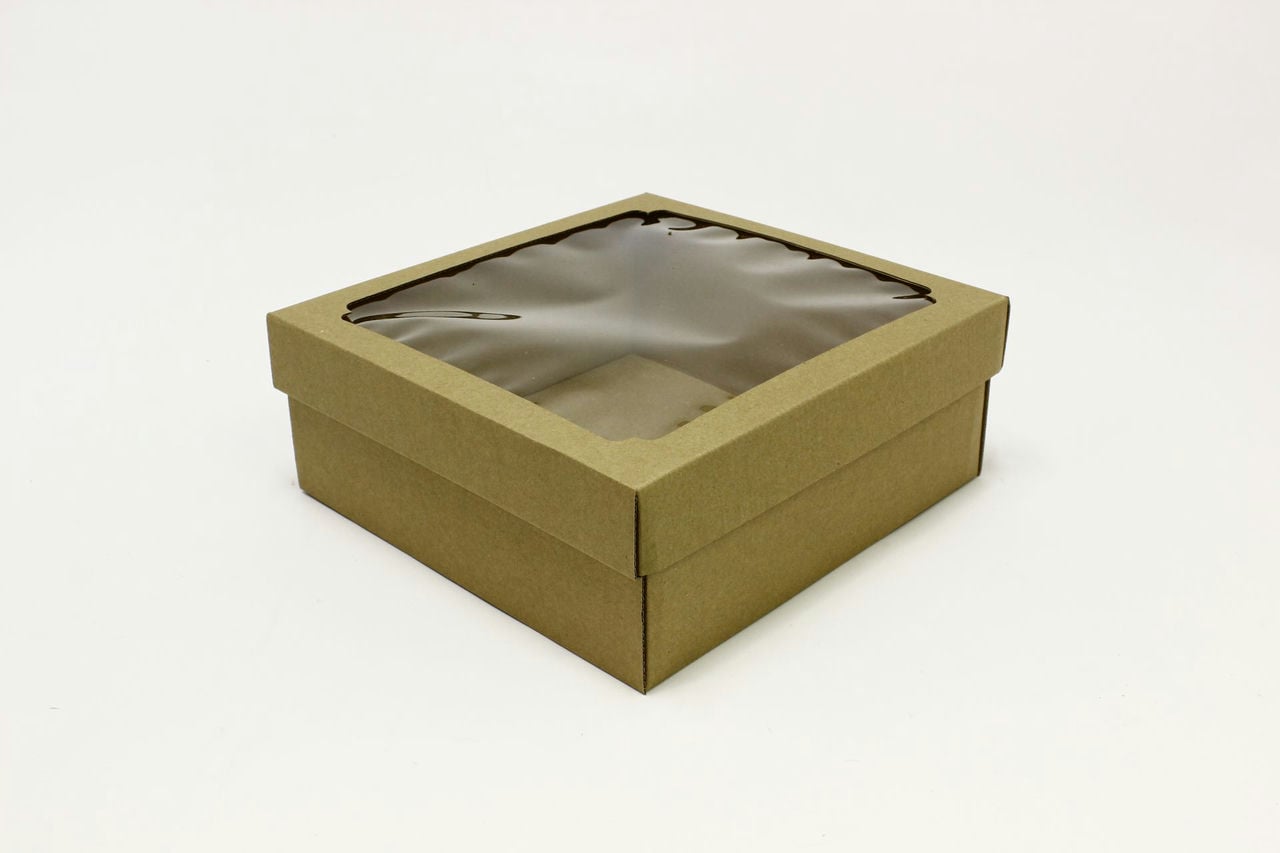 Коробка с окном 250 х 250 х 100 мм, H8.1 крафт (Цена за 1шт)