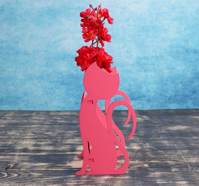 Кашпо флористическое "Кошка" с 3 колбами, розовое, 11,7×13×24,5 см 4449814