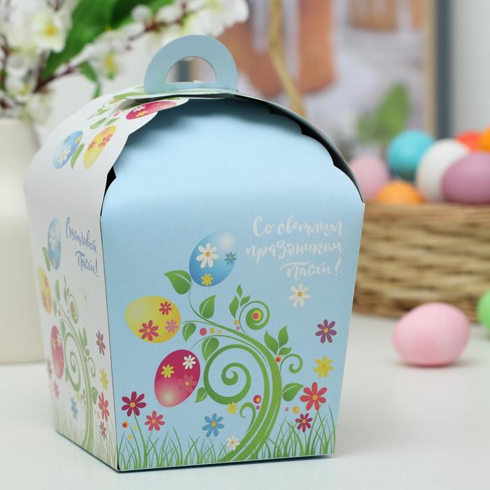 Пасхальная коробочка "Счастливой Пасхи!", пасхальные яйца на веточке, 17 х 17 х 26 см 6485218