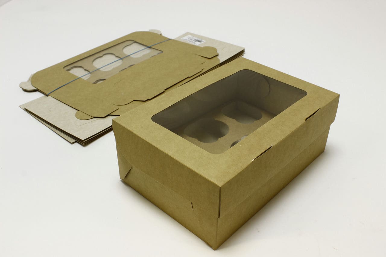 Коробка ECO крафт для 6 маффинов, 250x170x100 мм (5шт в 1 упак)