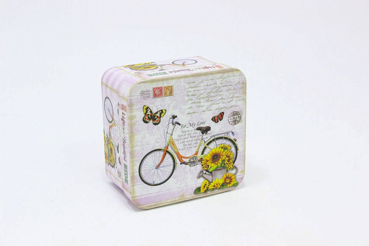 Коробка квадрат 15*15*8,5 см "Велосипед" (Арт) 90005487-2
